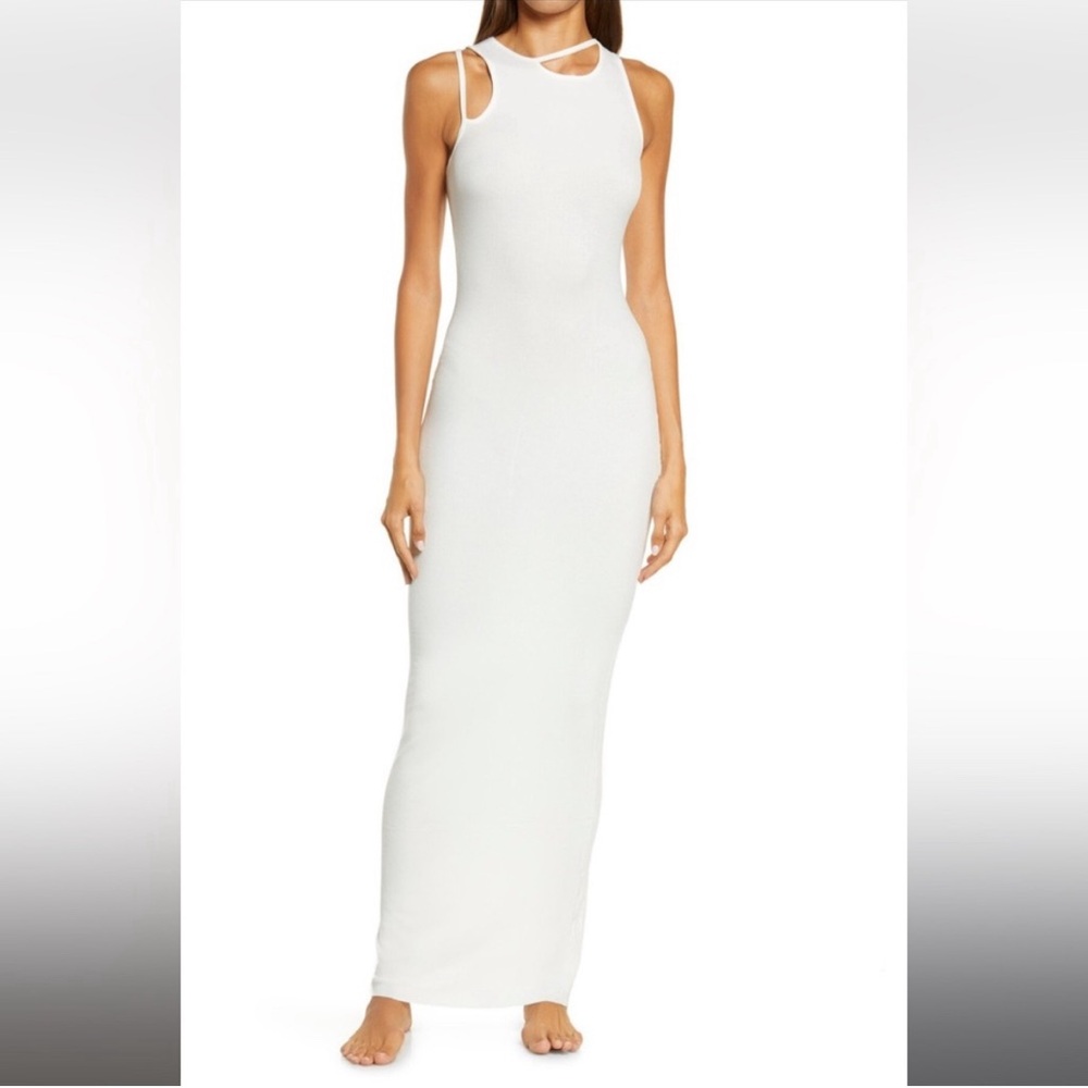 Skims ribbed cut out dress - bone